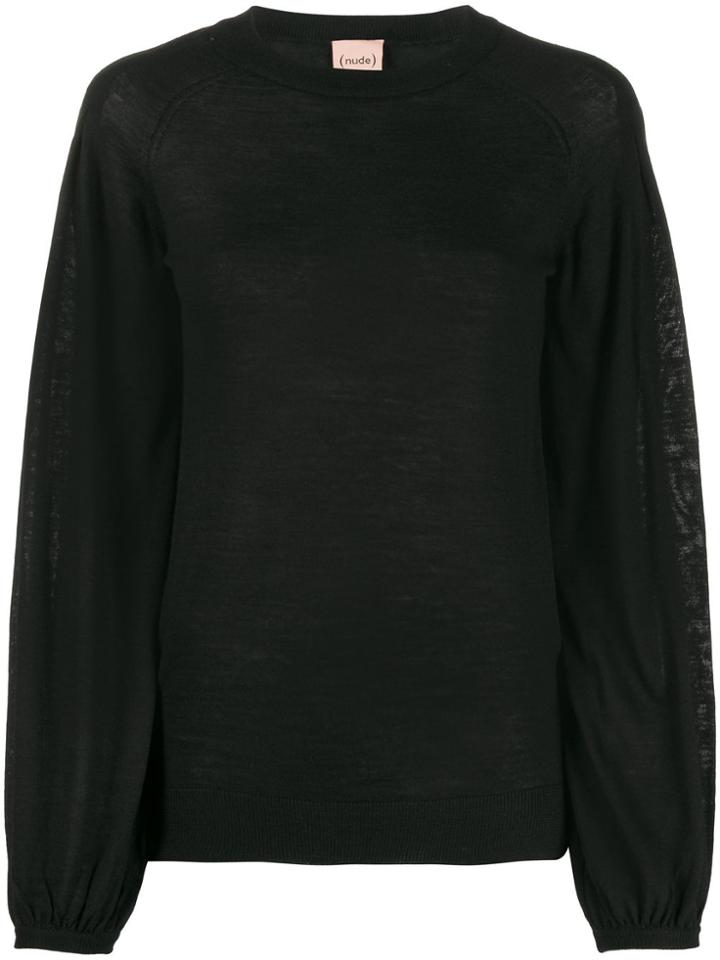 Nude Bell Sleeve Fitted Sweater - Black