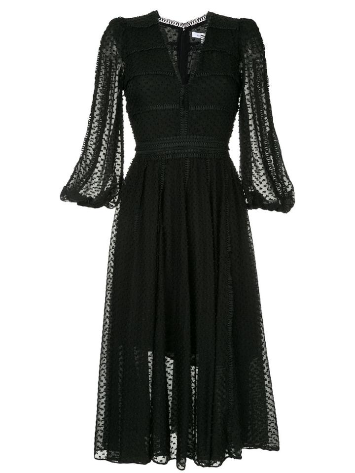 Rachel Gilbert Fringed Details Midi Dress - Black