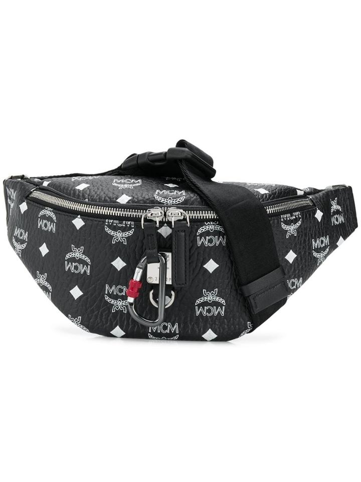 Mcm Logo Print Belt Bag - Black