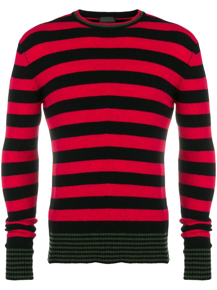 Diesel Black Gold Striped Crew Neck Jumper - Red