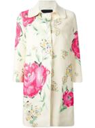 Ermanno Scervino Floral Print Coat - Neutrals