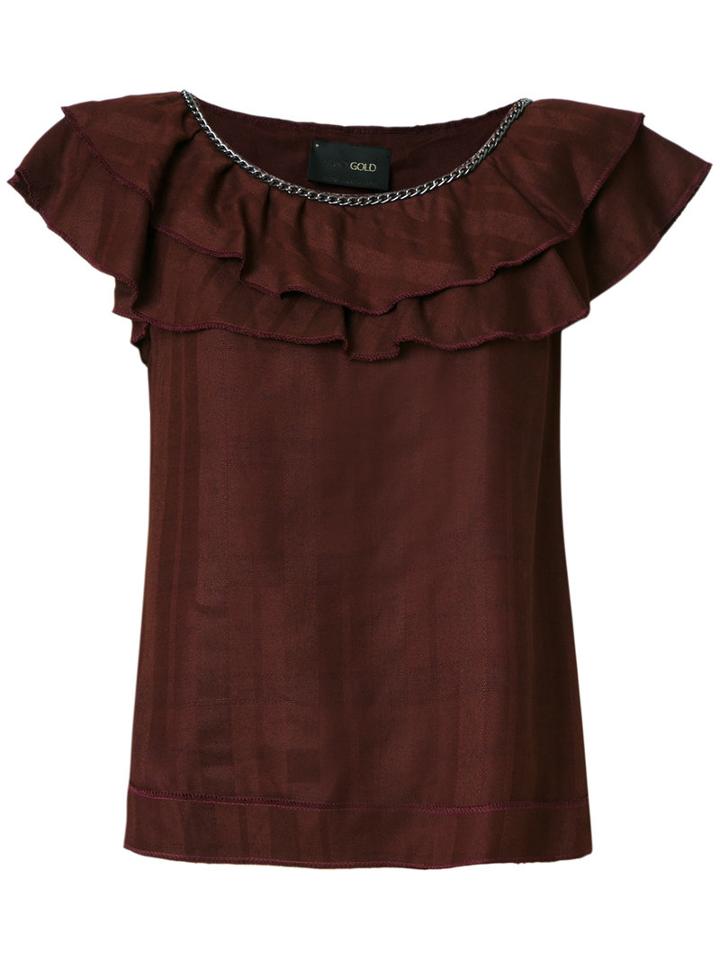 Andrea Bogosian Ruffled Top, Women's, Size: P, Red, Linen/flax/viscose/wool