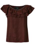 Andrea Bogosian Ruffled Top, Women's, Size: P, Red, Linen/flax/viscose/wool