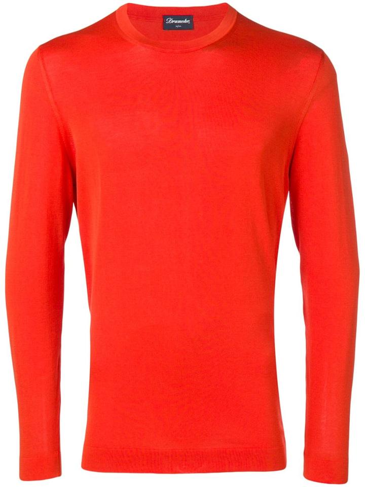 Drumohr Crew Neck Ribbed Sweatshirt - Red
