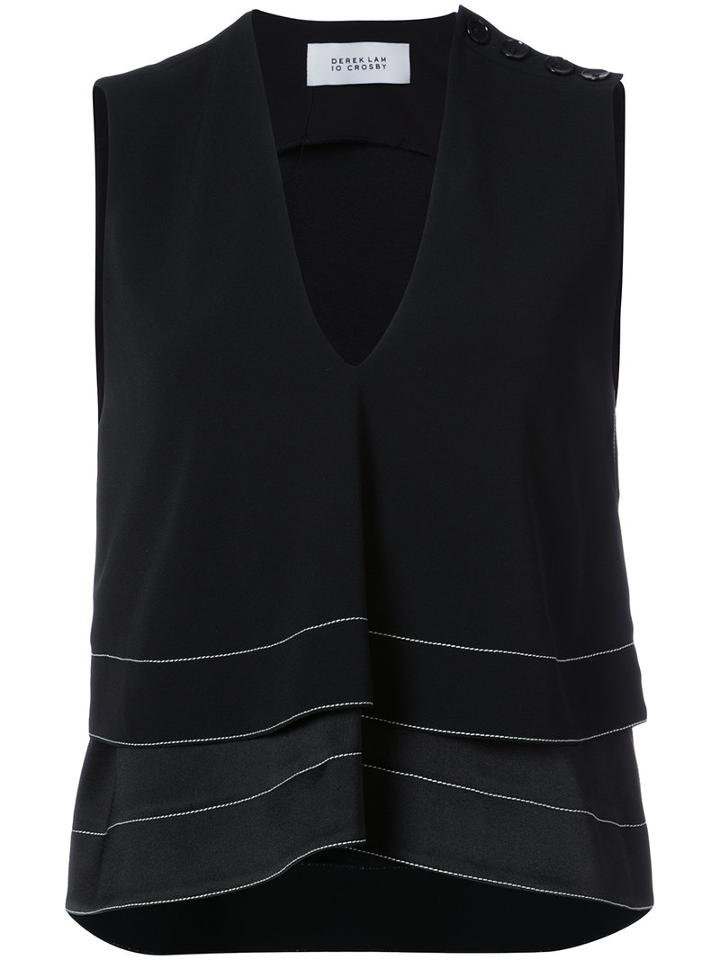 Derek Lam 10 Crosby - Layered Trapeze Hem Shell Top - Women - Polyester/triacetate - 10, Black, Polyester/triacetate