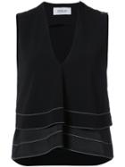 Derek Lam 10 Crosby - Layered Trapeze Hem Shell Top - Women - Polyester/triacetate - 10, Black, Polyester/triacetate