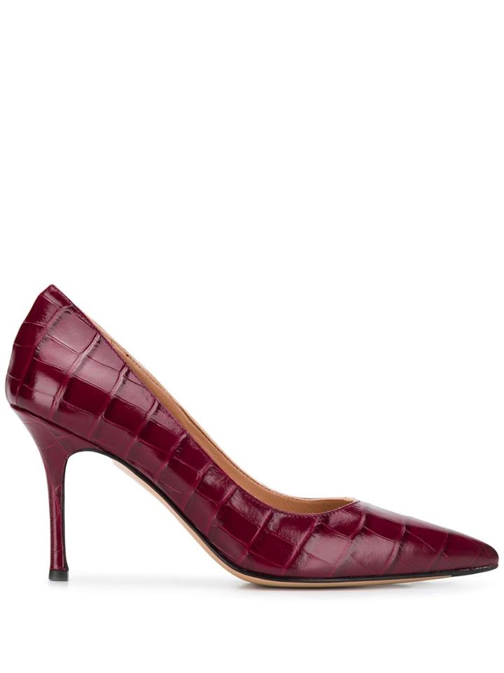 The Seller Pointed Croc-effect Pumps - Red