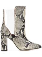 Paris Texas Snakeskin Effect Ankle Boots - Grey