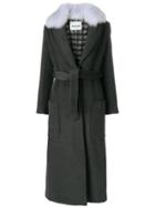 Ava Adore Fox Fur Trim Coat - Grey