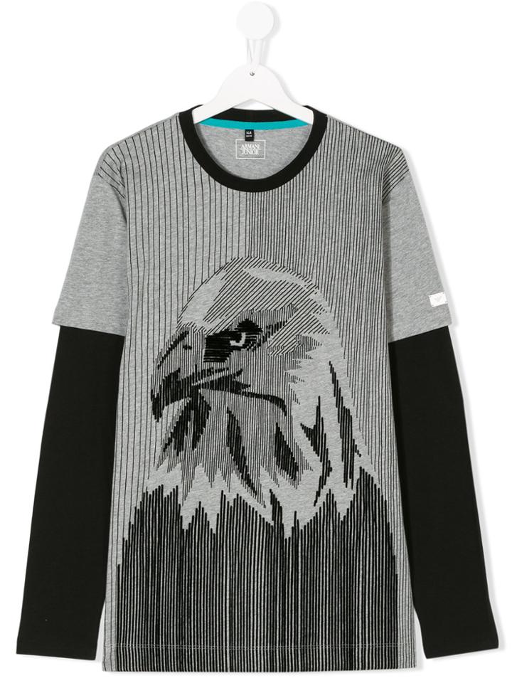 Armani Junior Teen Eagle Layered T-shirt - Grey