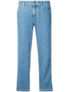 Karl Lagerfeld Striped Appliqués Cropped Jeans - Blue