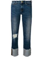 Frame Distressed Straight Jeans - Blue