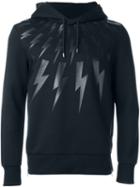 Neil Barrett Lightning Bolt Hoodie, Men's, Size: S, Black, Polyurethane/viscose