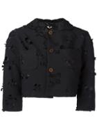 Comme Des Garçons Comme Des Garçons - Cut-out Detail Cropped Jacket - Women - Polyester - M, Black, Polyester