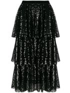 In The Mood For Love Tiered Sequin Skirt - Black