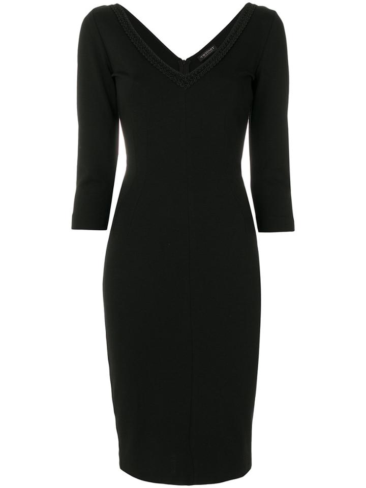 Twin-set Fitted V-neck Dress - Black