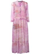 Raquel Allegra Shirred Waist Midi Dress, Women's, Size: 2, Pink/purple, Silk