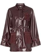 Ganni Oversized Contrast Stitch Jacket - Red