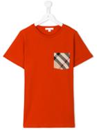 Burberry Kids House Check Pocket T-shirt, Boy's, Size: 14 Yrs, Yellow/orange