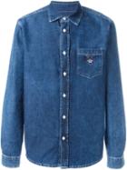 Kenzo Logo Embroidered Shirt, Men's, Size: Xs, Blue, Cotton