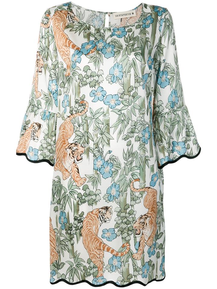 Shirtaporter Tiger Printed Flared Dress - Multicolour