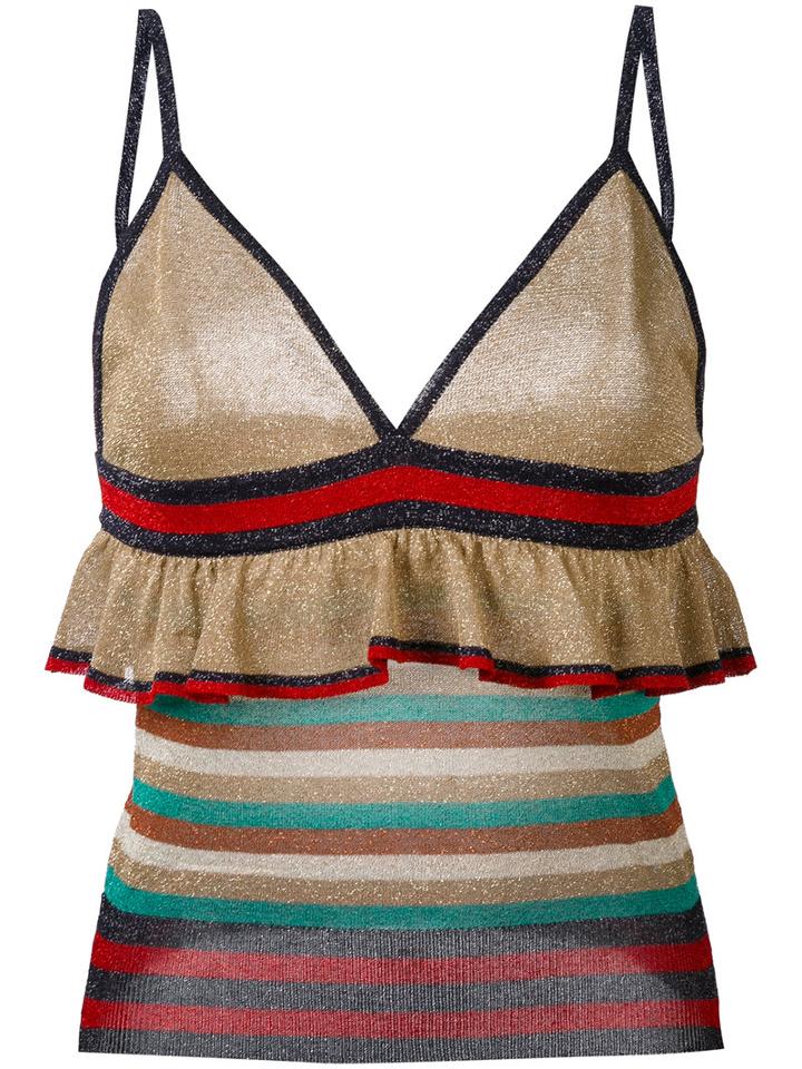 Jucca - Lurex Ruffle Vest Top - Women - Polyester/viscose/metallized Polyester - M, Nude/neutrals, Polyester/viscose/metallized Polyester