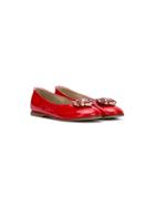 Quis Quis Crystal Embellished Ballerina Shoes - Red