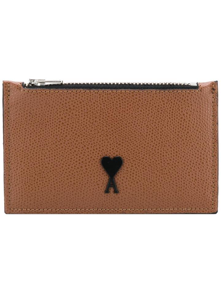 Ami Alexandre Mattiussi Ami De Coeur Zipped Cardholder - Brown