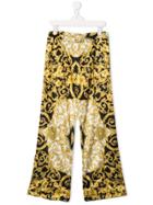 Young Versace Baroque Wide Leg Trousers - Black
