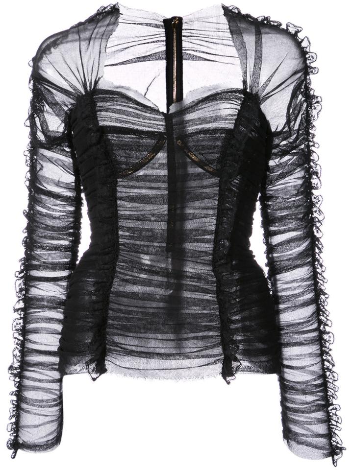 Dolce & Gabbana Ruched Bustier Blouse - Black
