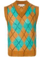 Marni Argyle Knitted Vest - Yellow & Orange