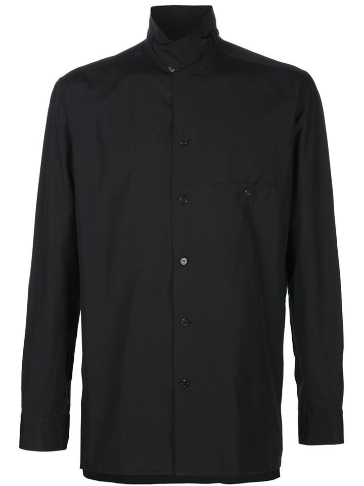 Yohji Yamamoto Stand Collar Shirt, Men's, Size: 3, Black, Cotton