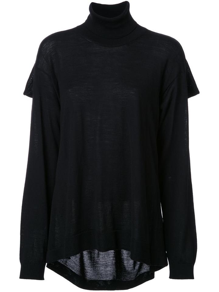 Maison Margiela Draped Back Roll Neck Jumper, Women's, Size: Xs, Black, Wool