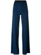 Stefano Mortari Flared Pants, Women's, Size: 40, Blue, Viscose/spandex/elastane