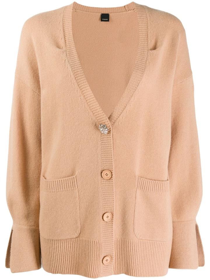 Pinko Accent Button Cashmere Cardigan - Neutrals