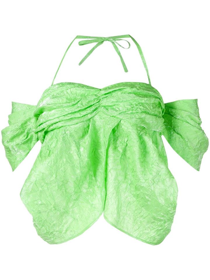 Rejina Pyo Crinkled Halter Neck Top - Green
