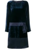 Alberta Ferretti Bow-embellished Velvet Dress - Blue