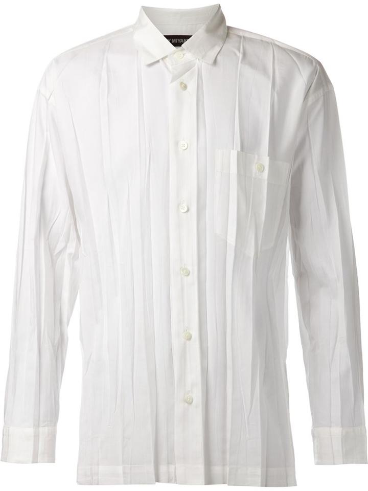 Issey Miyake Men Wrinkle Shirt, Size: 2, White, Polyester