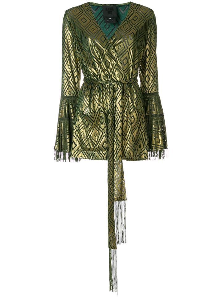 Anna Sui Devoré Wrap Blouse - Metallic