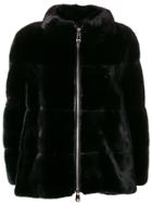 Liska Zipped Fur Jacket - Black