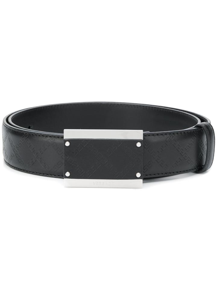 Versace Embossed Grecca Belt - Black