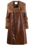 House Of Sunny Croco Double-breasted Coat - Brown