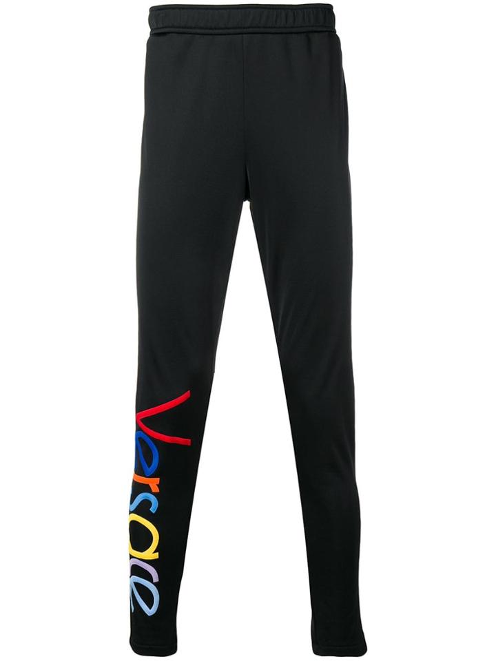 Versace Multicolour Logo Track Trousers - Black
