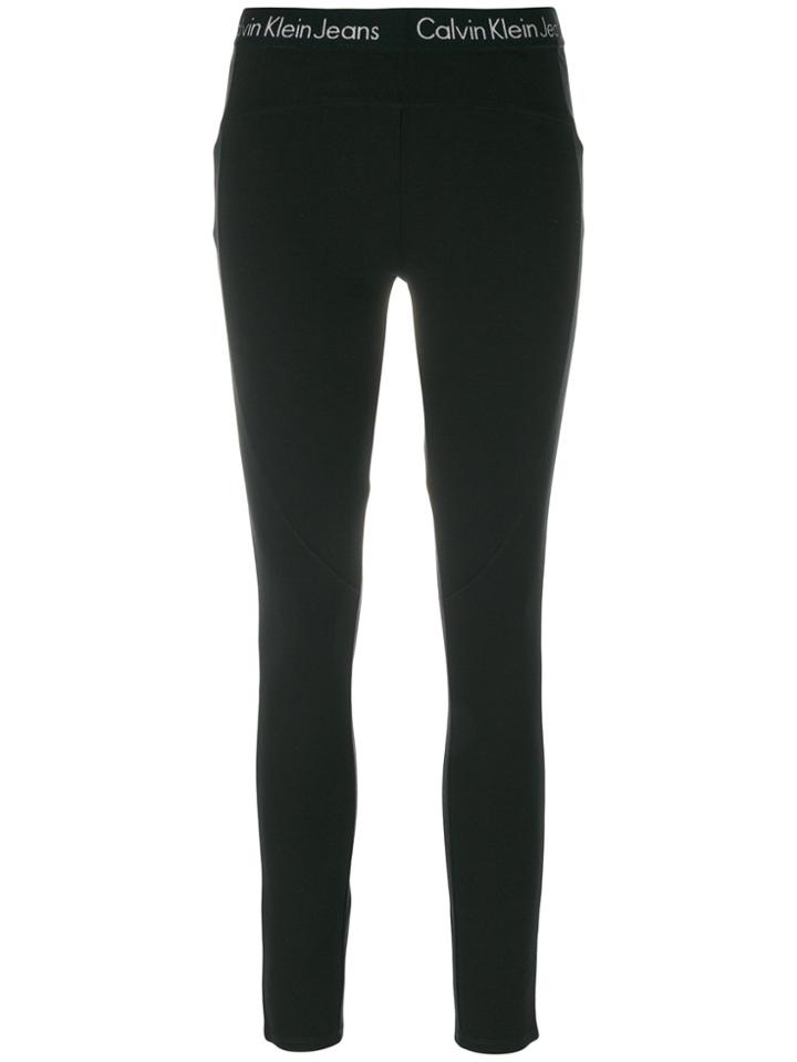 Calvin Klein Jeans Logo Elastic Waistband Leggings - Black