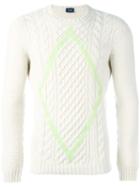 Drumohr - Aran Diamond Detail Jumper - Men - Lambs Wool - 48, White, Lambs Wool