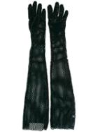 Mm6 Maison Margiela Long Mesh Gloves, Women's, Size: Medium, Green, Polyamide/spandex/elastane