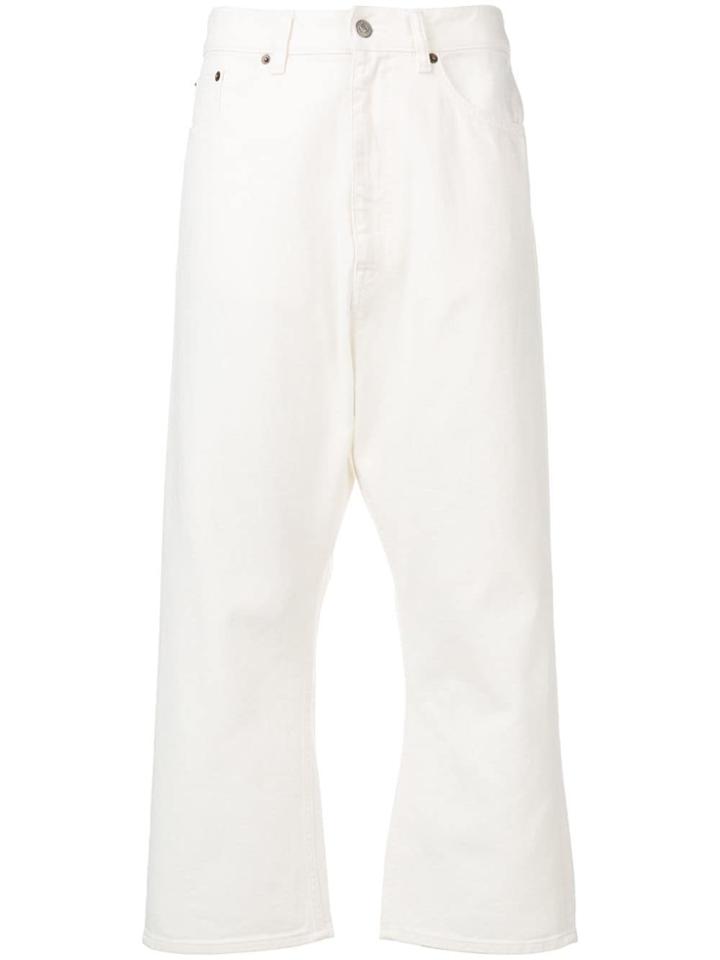 Mm6 Maison Margiela Cropped Wide Leg Jeans - White