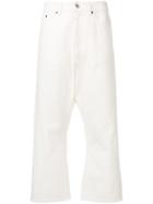 Mm6 Maison Margiela Cropped Wide Leg Jeans - White