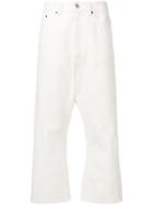 Mm6 Maison Margiela Cropped Wide Leg Jeans - White