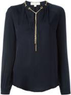 Michael Michael Kors Chain-neck Blouse, Women's, Size: Large, Blue, Silk